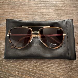 QUAY All in Medium Tortoise Polarized Aviator Sunglasses